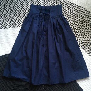 ZARA High Corset Waist A-line Full Skirt Navy